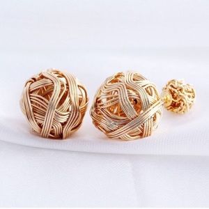Double sided gold coil earrings